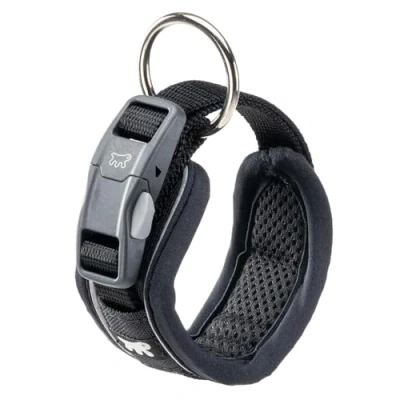 Image of Ferplast Dog Collar GENIUS C15/35, Reflective, Breathable, Adjustable, Quick Release Magnetic Closure, for Small Size Dogs, Soft Padding, Black