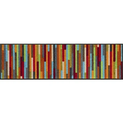 Image of Wash+Dry Mikado Stripes Nature Doormat, 35 x 120 cm, Washable, Interior, Colourful