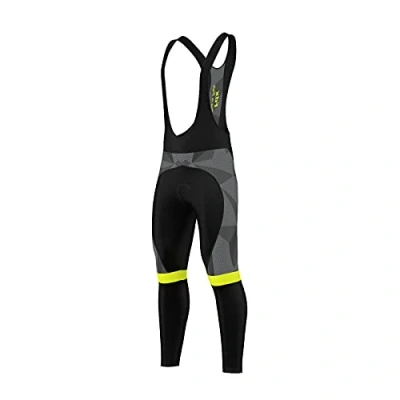 Image of FDX Men’s Cycling Bib Tights Italian Roubaix Fabric, Padded, Breathable, Quick Dry Thermal Bike Pants Winter Splinter Biking Trouser, Bicycle Riding Leggings(Yellow M)