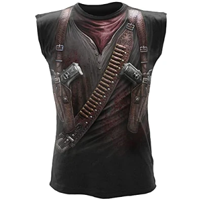 Image of Spiral Men Holster WRAP Allover Sleeveless T Shirt Black Large