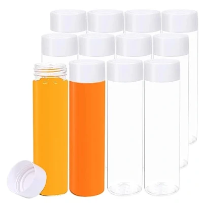 Image of YBCPACK 12 Pack 16 OZ (500 ml) Clear PET Plastic Juice Bottles with White Lids Empty Smoothie Ideal for Juice, Milk, Homemade Beverages
