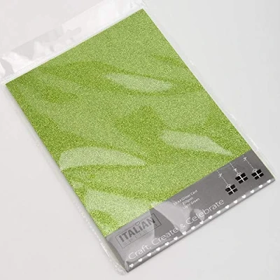 Image of Italian Options 250GSM Non Shed Glitter Card Craft Paper 10 Sheets, A4 Size, Light Green