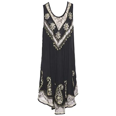 Image of Magritta Women Ladies Plus Size Sleeveless Tie dye Beach Summer Sundress (One (12 24) UK, Grey)