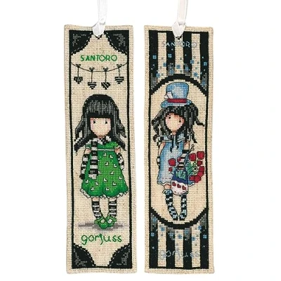Image of Vervaco Gorjuss Bookmark Set of 2 Linen Look Approximately 6 x 20 cm