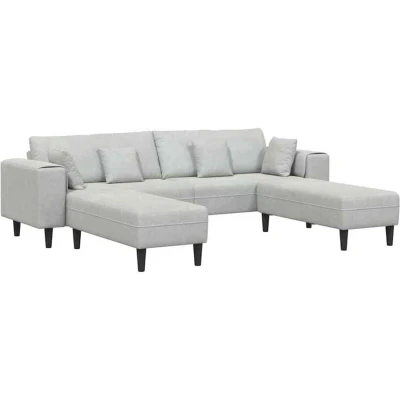 Image of vidaXL Velvet Sofa with Cushion Pillow 3 pcs Light Grey