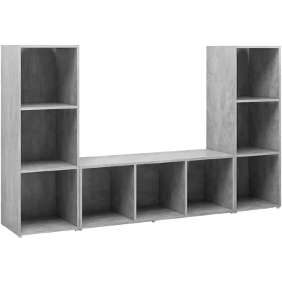 Image of vidaXL TV Cabinets 3 pcs Concrete Grey 107x35x37 cm Engineered Wood