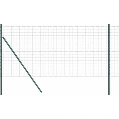Image of vidaXL Euro Fence with 13 Posts 1x25 m Galvanised Steel Green