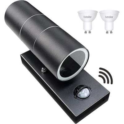 Image of Extrastar Outdoor Up &amp; Down Double Wall Light Black A20366SB
