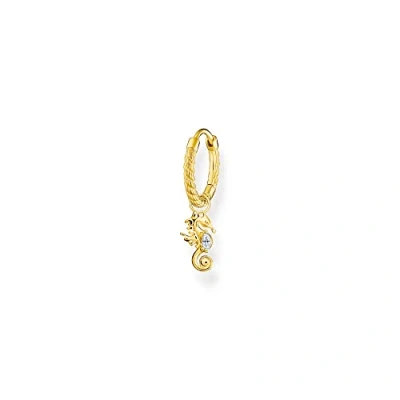 Image of THOMAS SABO Women Single hoop earring with white stone and seahorse Gold 925 Sterling Silver, 18K Yellow Plating CR698 414 14