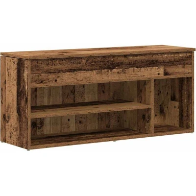 Image of vidaXL Shoe Bench Freestanding Old Wood Finish 102x30.5x45 cm Engineered Modern Storage Solution for Entryway/Bedroom