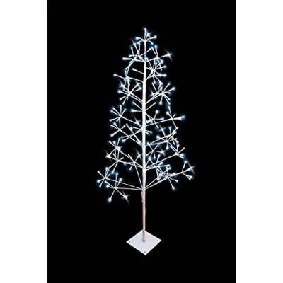Image of SHATCHI Pre Lit White Twig Tree Cool LED Lights Metal Frame Christmas Decoration Festive Indoor Birch Xmas Large Home Décor, 4ft