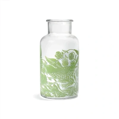 Image of Half Moon Bay Strawberry Thief by William Morris Sage Green 6 x 3 Inch Glass Flower Bottle Vase, VAWACSM01