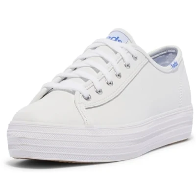 Image of Keds Women&#039;s TRIPLE KICK LEATHER Sneaker, White, 5 UK