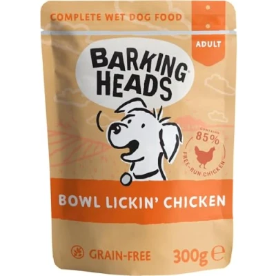 Image of Barking Heads Wet Dog Food Bowl Lickin&#039; Chicken No Artificial Flavours Grain Free Recipe (10 x 300 g)
