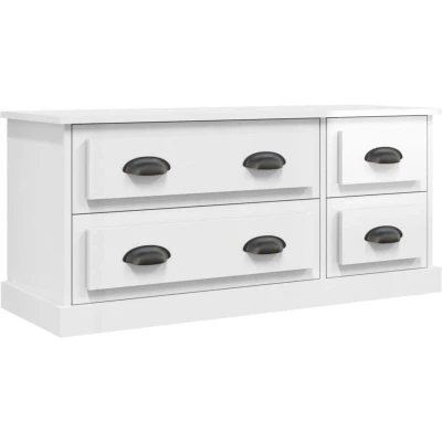 Image of vidaXL TV Cabinet High Gloss White 100x35.5x45 cm Engineered Wood