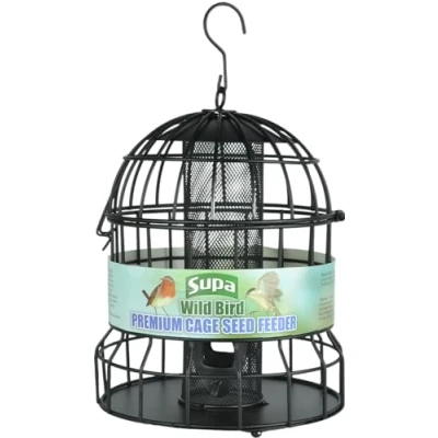 Image of Supa Premium Wild Bird Cage Seed &amp; Sunflower Hearts Feeder, Deters Squirrels and Larger Birds Such As Doves Pigeons