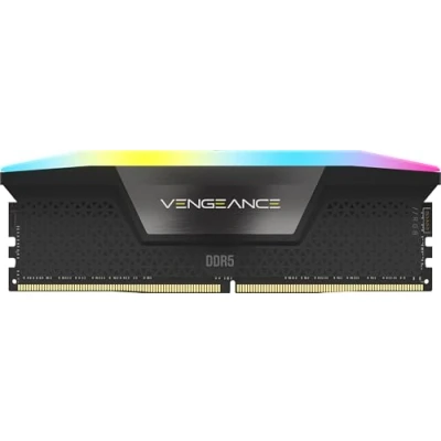 Image of CORSAIR VENGEANCE RGB DDR5 RAM 16GB (1x16GB) 5600MHz CL40 Intel XMP iCUE Compatible Computer Memory Black (CMH16GX5M1B5600C40)