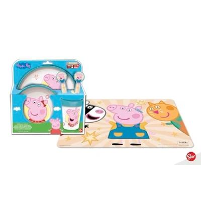 Image of Peppa Pig 5 Piece Dinner Set with Placemat