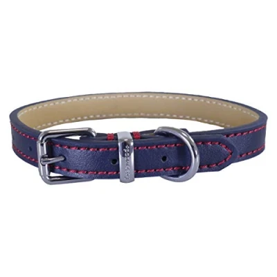Image of Rosewood Navy leather dog collar 22 26&quot;, XL