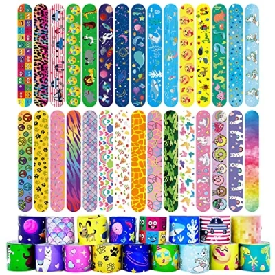 Image of Acuiwer Slap Bracelet 30 PCS Colorful Wrist Bands Bulk for Kids Party Bag Fillers Supplies Flavors Gift Girls Boys Birthday Christmas (Colorful 4)