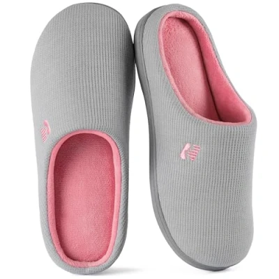 Image of RockDove Women&#039;s Original Two Tone Memory Foam Slipper, Size 9/10 UK Women, Grey and Pink