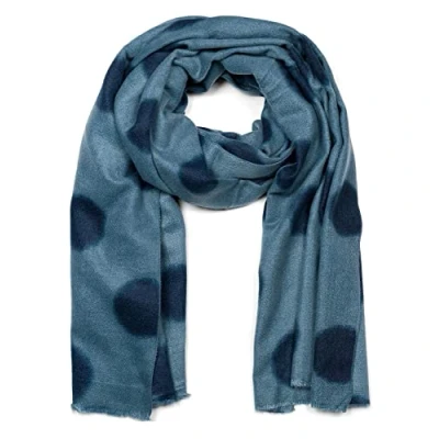 Image of styleBREAKER Ladies XL woven scarf with dots pattern and short fringes, dotted, warm winter soft, stole 01017144, Colour:Blue