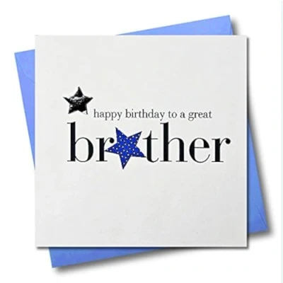 Image of Claire Giles Hearts and Stars Happy Birthday Brother Card, Blue