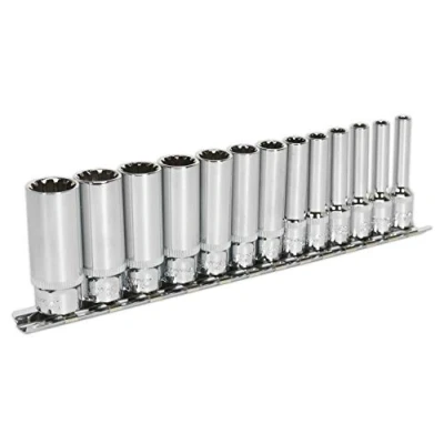 Image of Sealey Premier Socket Set 13pc Deep 1/4&quot;Sq Drive Total Drive®