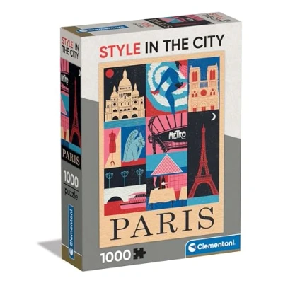 Image of Clementoni Jigsaw Puzzle Paris 1000 Pieces Style In the City For Adults 14 99 Years, Gift Men/Women, Illustrated City, Paris, France, Art, Made Italy, 39843