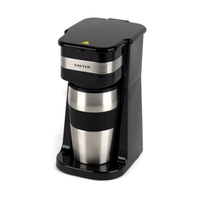 Image of Salter COMBO 4773 Digital Coffee Maker to Go &amp; Grinder 420ml Stainless Steel Travel Mug, Personal One Cup Machine, LCD Display, 60g Grinding Mill, Touch Operation Fast