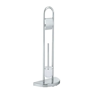 Image of Wenko 16608100 Exclusive freestanding WC brush set Cosenza semicircular stand, Metal Steel, 33 x 84 18 cm, Chrome