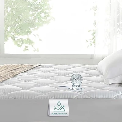 Image of Linens Limited Polycotton Quilted Waterproof Mattress Protector, Double