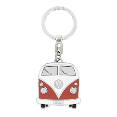 Image of BRISA VW Collection Volkswagen Enamel Metal Keyring Keychain Accessory Keyholder in T1 Bus Design (Front/Orange)
