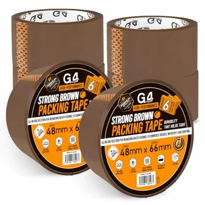 Image of G4GADGET 6 x Strong Parcel Tape 48MM 60m Brown Packing for Moving Boxes, Boxes &amp; Large Postal Bags Sticky