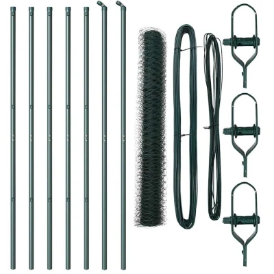 Image of vidaXL Hexagon Fence Green 1x10 m Steel