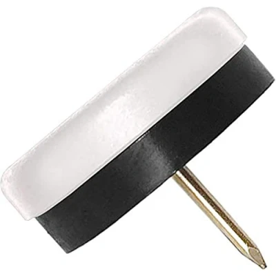 Image of Adsamm® / 32 x Glides in plastic with nail and rubber cushion Ø 1,18&#039;&#039; (Ø 30 mm) white round Premium quality furniture sliders bumper by