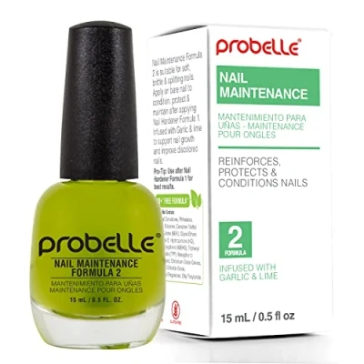 Image of Probelle Nail Maintenance Formula 2, Hardener and Strengthener for soft, brittle, splitting nails Reinforces, protects, conditions, strengthens, grows fingernails 5 fl oz/ 15 mL