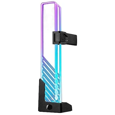 Image of Cooler Master MasterAccessory ARGB GPU Support Bracket, Edge Lit Tempered Glass, Universal Multiple Orientations