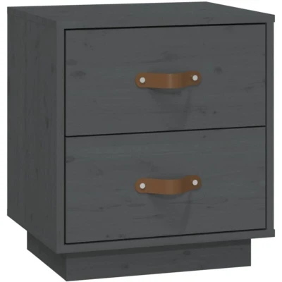 Image of vidaXL Bedside Cabinet Grey 40x34x45 cm Solid Wood Pine