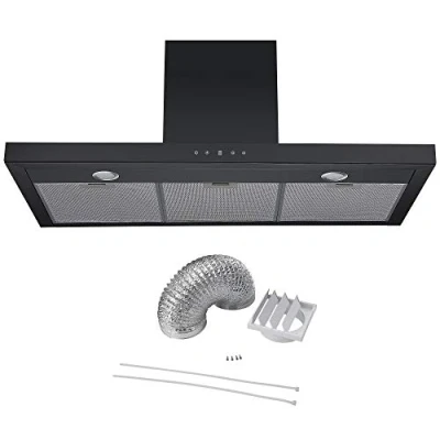 Image of Cookology LINT1001BK Black Linear Extractor 100cm Chimney Cooker Hood &amp; Duct