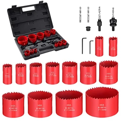 Image of Ecotown 23Pcs Bi Metal Hole Saw Kit, General Purpose HSS Cutter Kit 19 76 mm for Wood, PVC Board, Soft Cutting (23PCS)