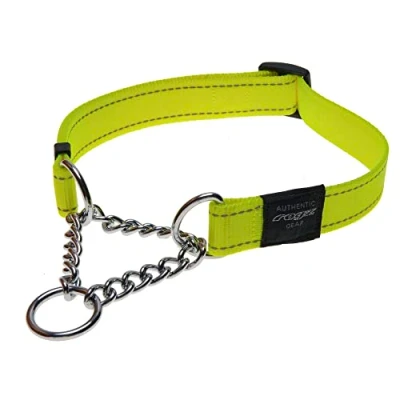 Image of Reflective Nylon Choke Collar; Slip Show Obedience Training Gentle Choker for Extra Large Dogs, Yellow