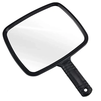 Image of TRIXES Hand Mirror Professional Held Makeup for Barbers &amp; Salon Use Hairdressers Mirrors Styling Tool with Handle Travel Wide Angle 20 x 17.5cm