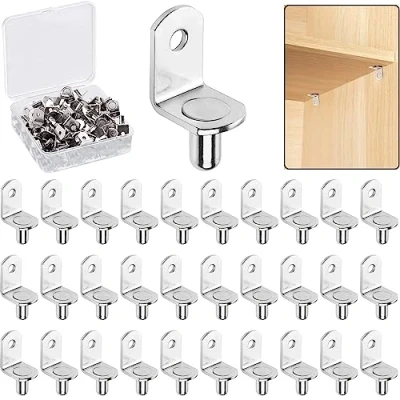 Image of 1/4 Inch Shelf Support Peg，Support Cabinet Pins，Shelf Bracket Pegs with Hole，L Shaped Furniture Replacement Peg for Cabinets,Shelves,Wodrob