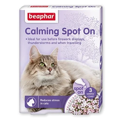 Image of Beaphar Herbal Calming Spot On for Cats Contains Natural Herb Valerian Promotes During Fireworks, Thunderstorms, Travel &amp; Stressful Situations 1 Pipette Lasts Up To Week 3 Pipettes