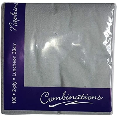 Image of Combinations Grey Napkins 2ply 100 Pieces For Parties/Events/Dinners/Home