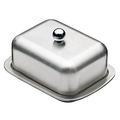 Image of MasterClass Stainless Steel Double Walled Insulated Butter Dish with Lid