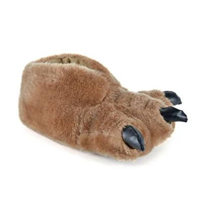 Image of SlumberzzZ Mens 3D Animal Monster Feet Faux Fur Boot Slipper Tan 11/12 UK