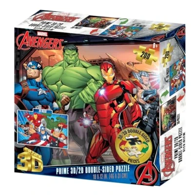 Image of PRIME 3D Marvel Avengers Double Sided Puzzle Lenticular Jigsaw 46cm x 31cm 200 pcs Games &amp; Puzzles Ages 5+