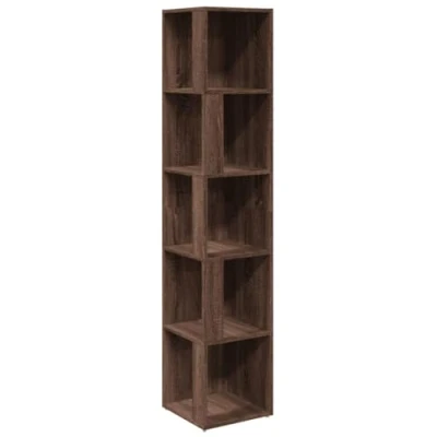 Image of vidaXL Brown Corner Cabinet In Durable Engineered Wood Compact Shelf Unit and Bookcase Suitable for Living Room, Bedroom, Office